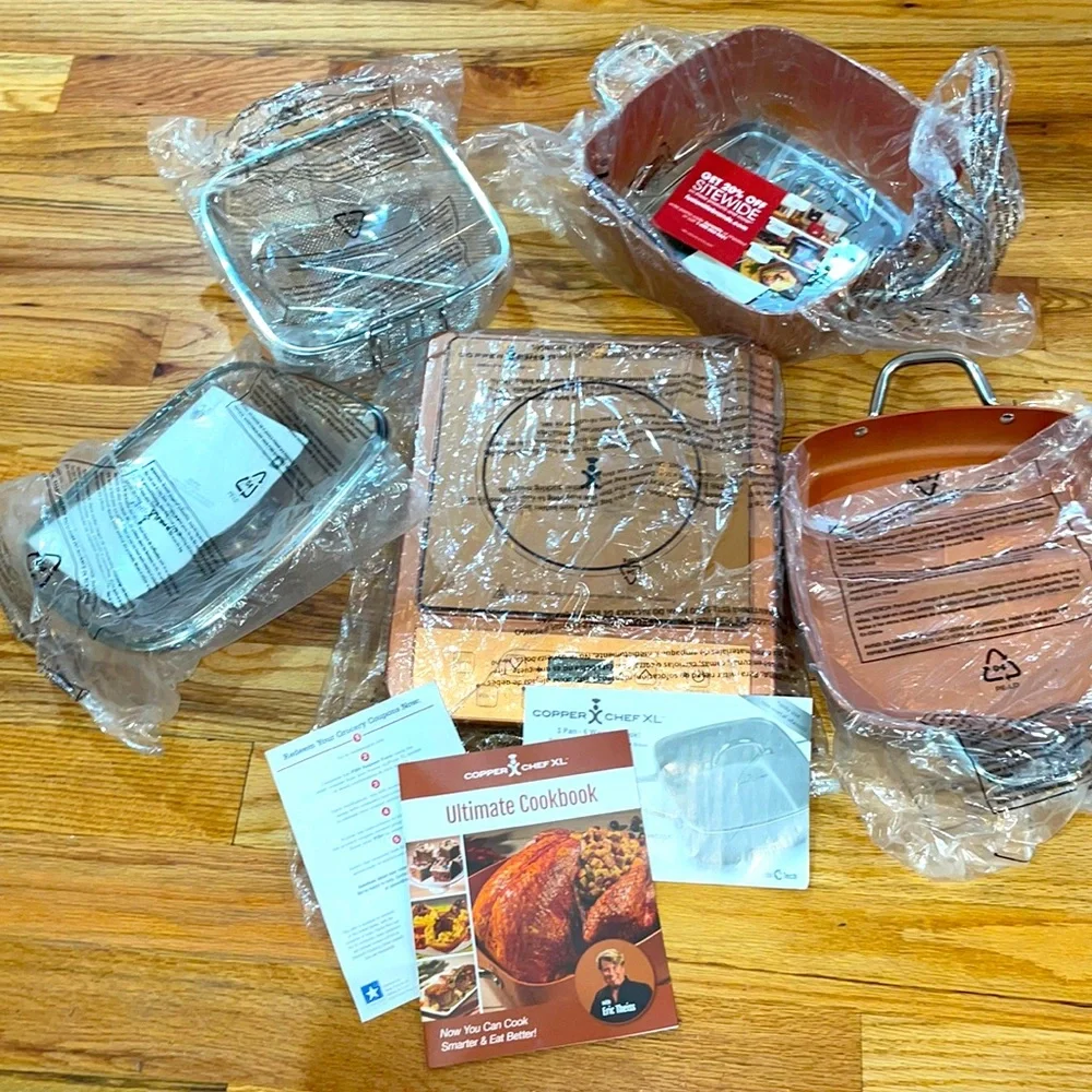 NEW Copper Chef XL Signature 11″ Casserole Pan 6-Piece Set Cookware Set Electric